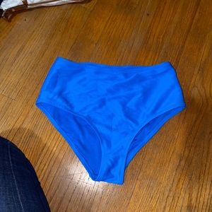 High waisted blue swim bottoms